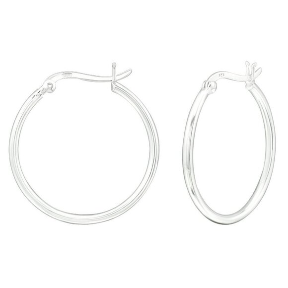 Sterling Silver Hinged Hoop Earrings 30mm - Picture 1 of 8